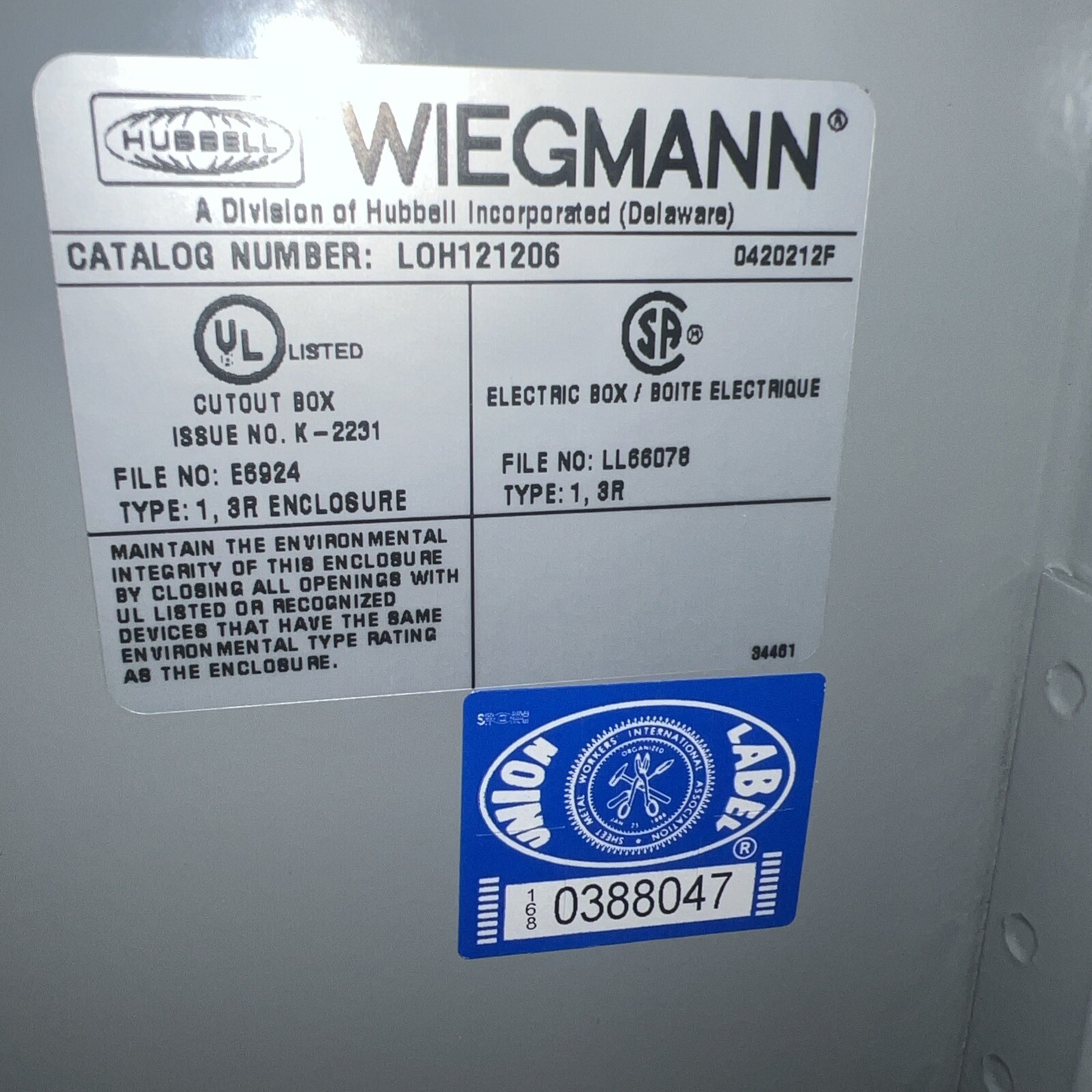 Titan Air Incorporated Heating Air Conditioning Cut Out Electrical Box Shut Off