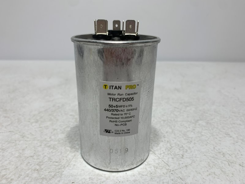 Titan Pro TRCFD505 Motor Run Capacitor 50+5MFD 440/370VAC Round