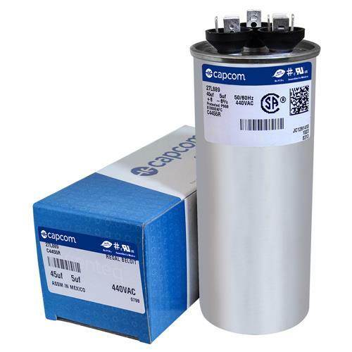 GE / Genteq 45 + 5 uf 440 VAC Round Dual Run Capacitor C4455R 27L889
