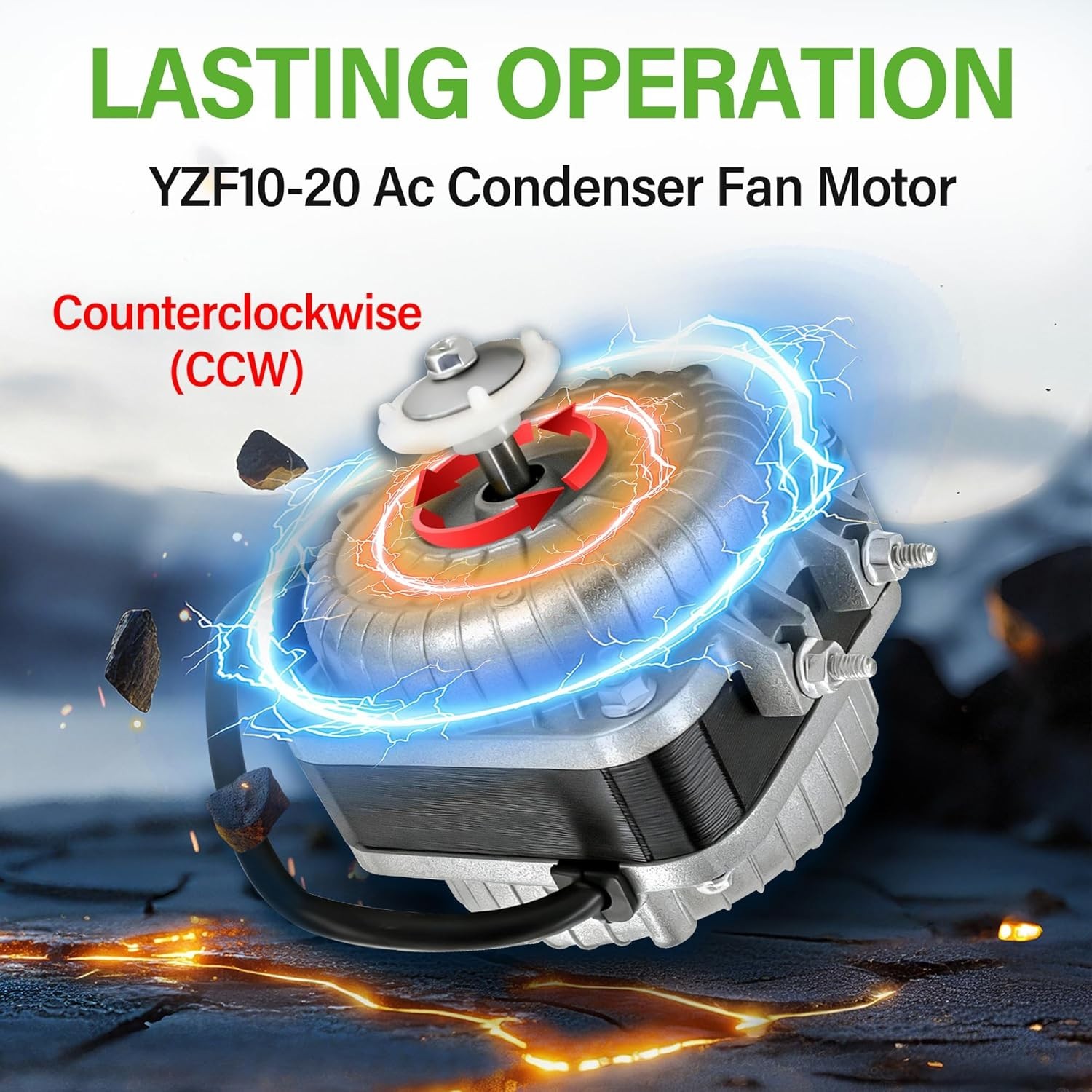 YZF10-20 Condenser Fan Motor AC 120V 60Hz 1550Rpm 10/55W 0.8A Electric Shaded Po