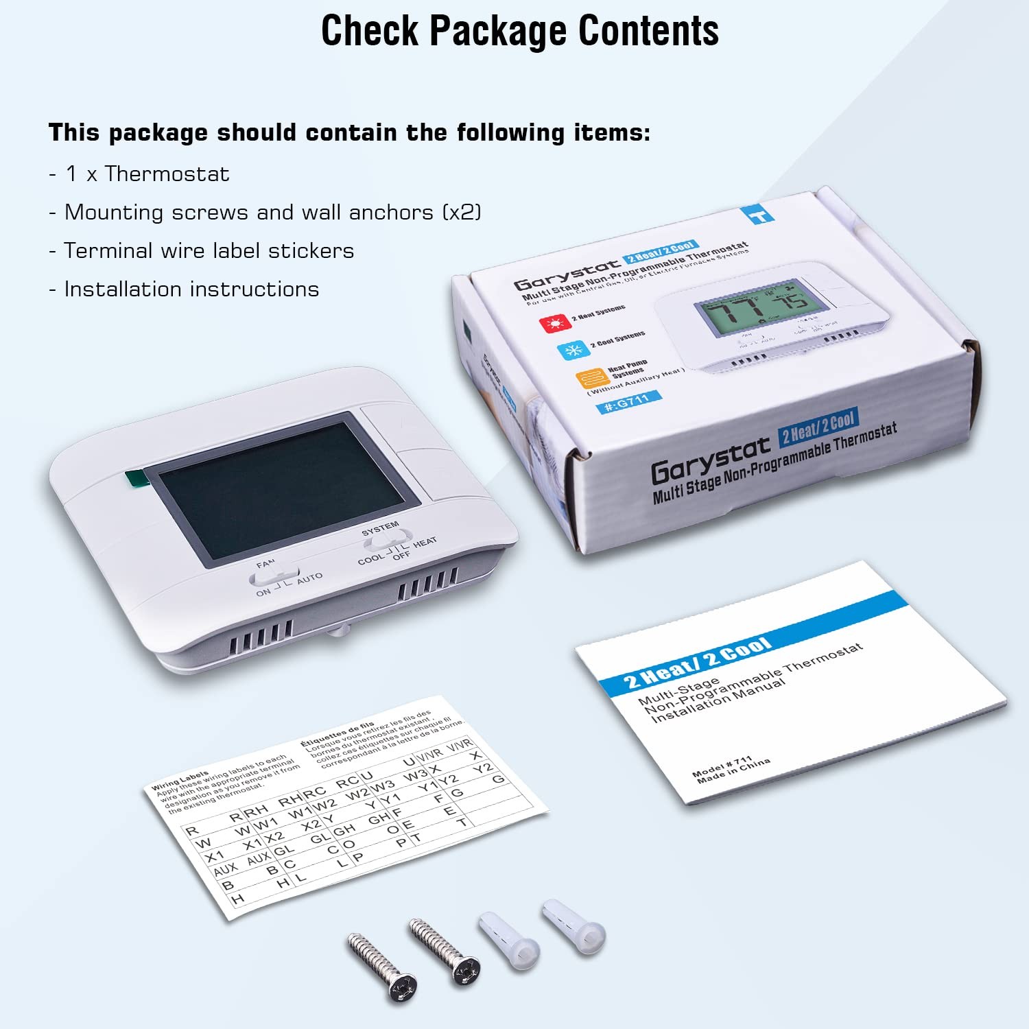 Upgraded Multi-Stage Non-Programmable Thermostats for Home 2 Heat/2 Green