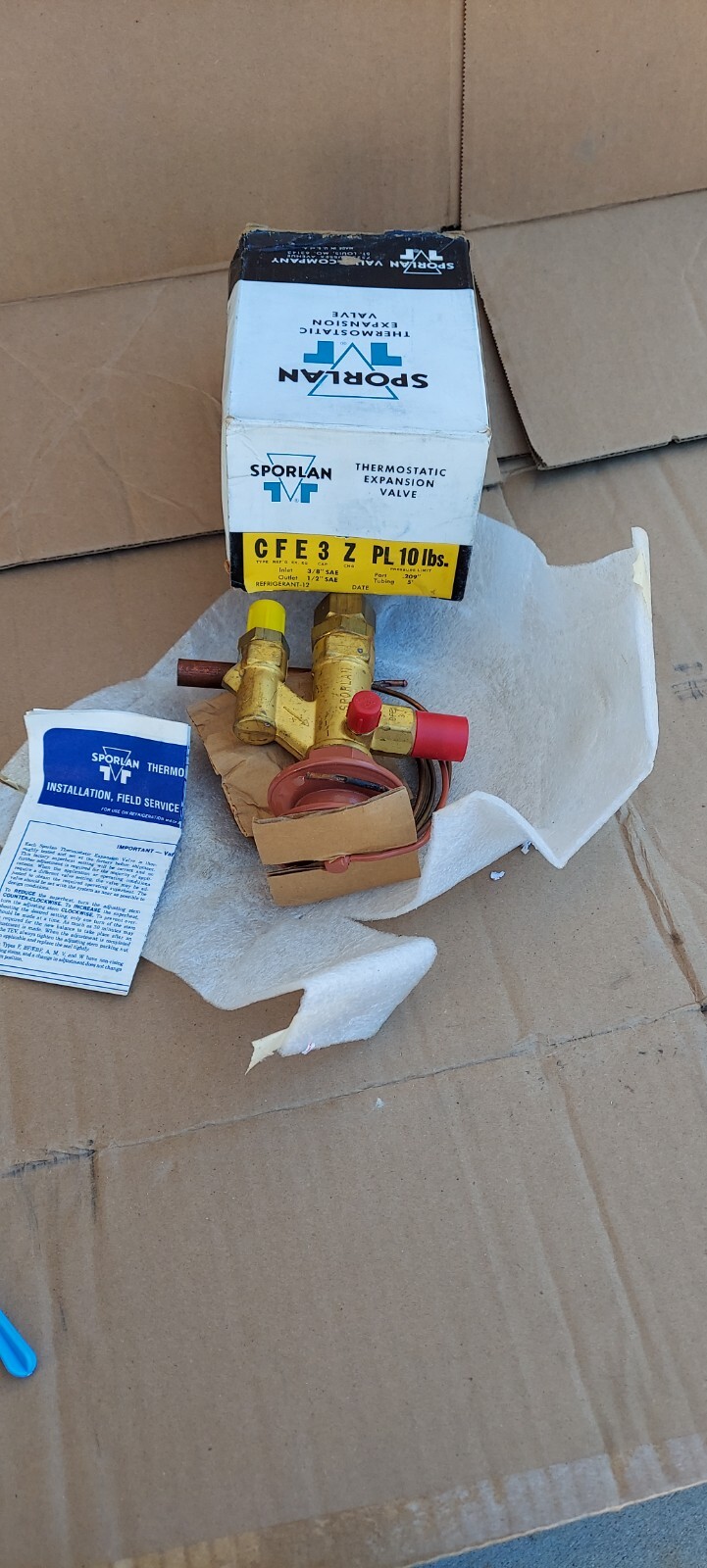 Sporlan Thermostatic Expansion Valve CFE 3 Z PL10 LBS 3/8″ in 1/2″ out