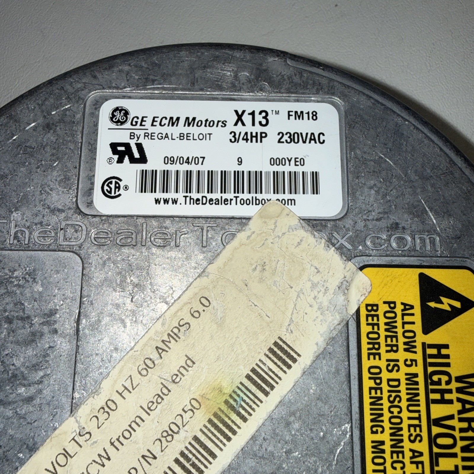 GE X13 ECM Motors FM18 230VAC 3/4hp CCW Rotating Module