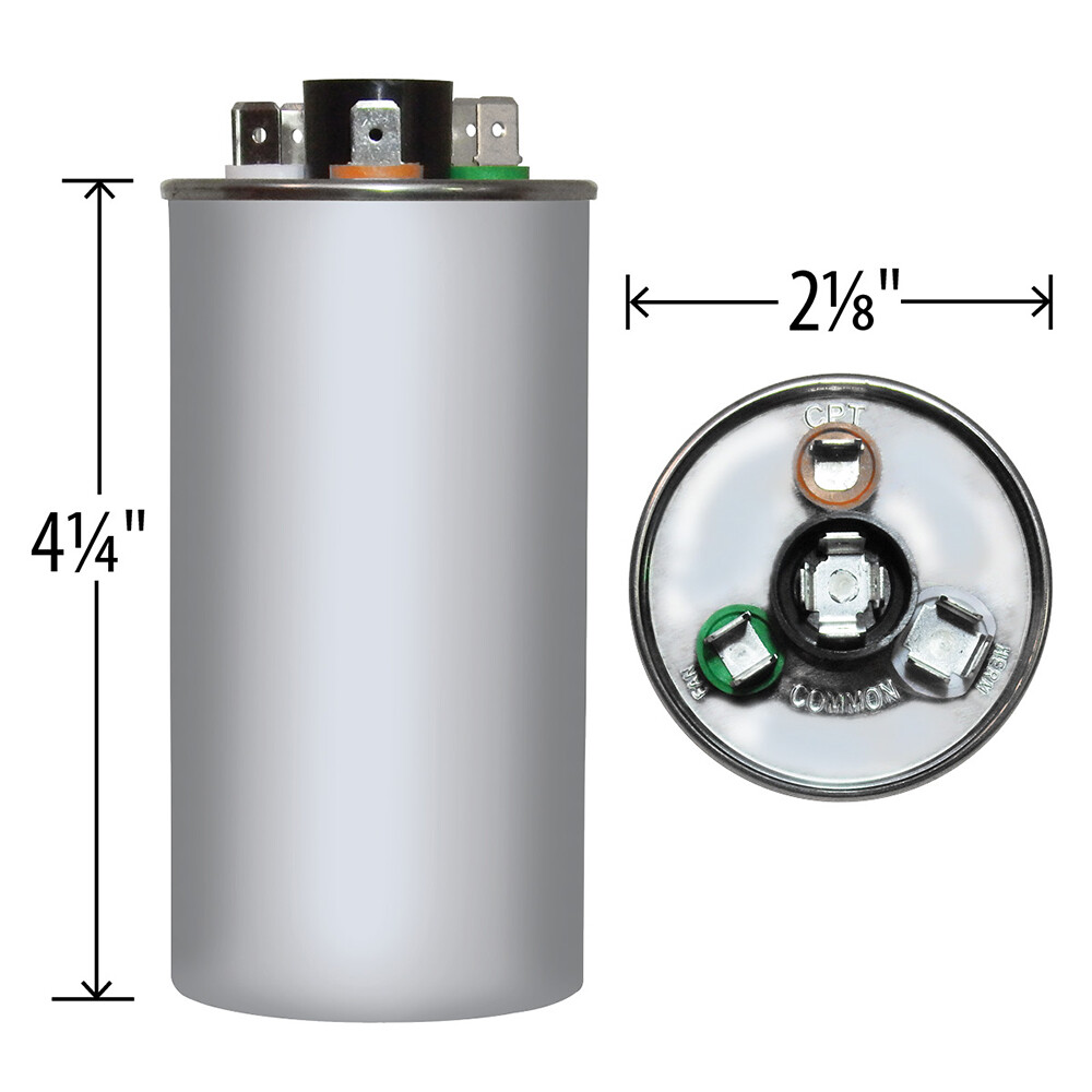 AmRad USA2236 45 + 5 uF MFD x 370 / 440 VAC Motor Run Capacitor Made in USA