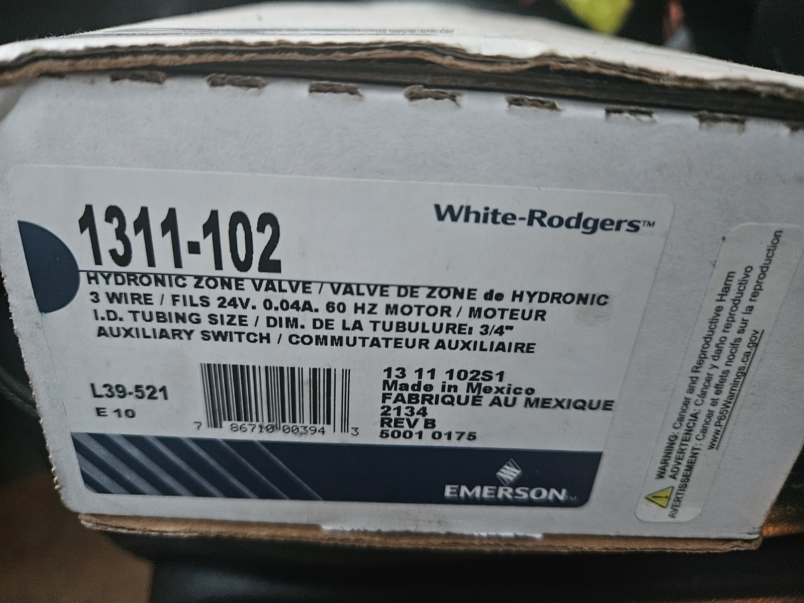 White-Rodgers 1311-102 Hydronic Zone Valve 3/4″ 50 PSI Three-Wire