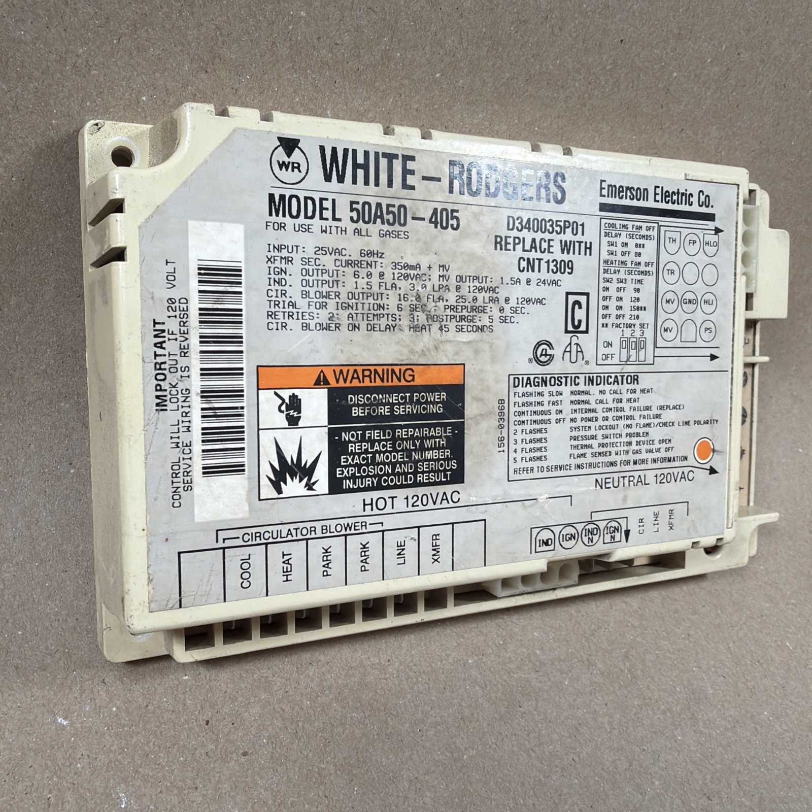 🔥🔥 White Rodgers Control Board Ignition Furnace CNT1309 50A50-405 D340035P01