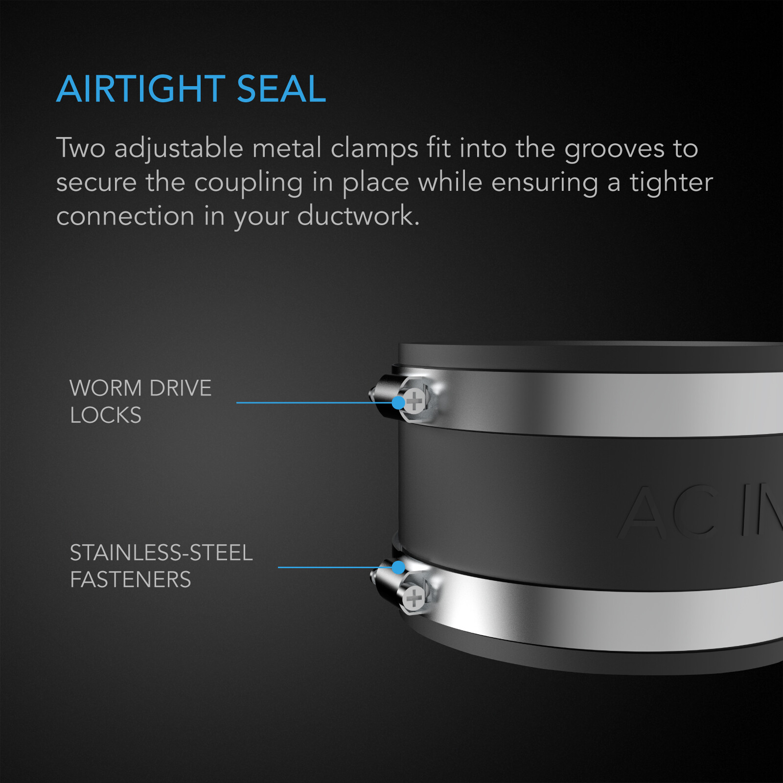 Noise Reduction Clamp, 4-Inch Rubber Duct Coupler with Stainless Steel Clamps