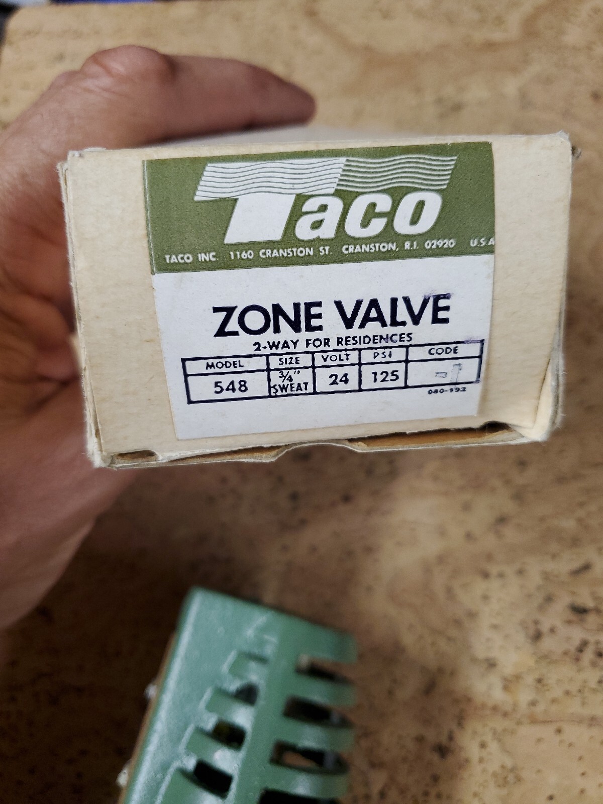 NOS Taco Zone Valve 2-Way 3/4″ Sweat Model 548 24 Volt 125 PSI 80-192 Residences