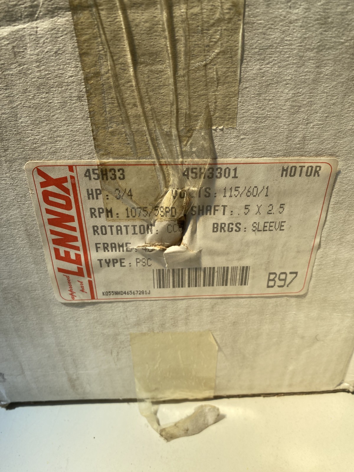 Lennox 45H33 Furnace Blower Motor OEM Replacement NOS
