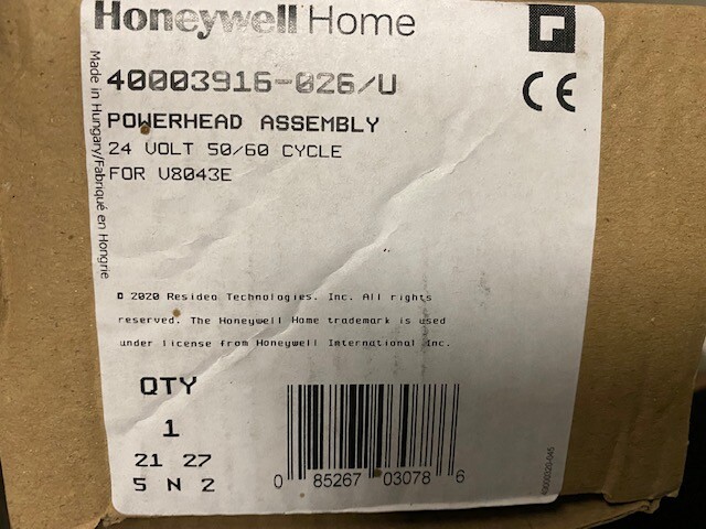 Honeywell Home 40003916-026/U 24 Volt Replacement Head V8043E With End Switch