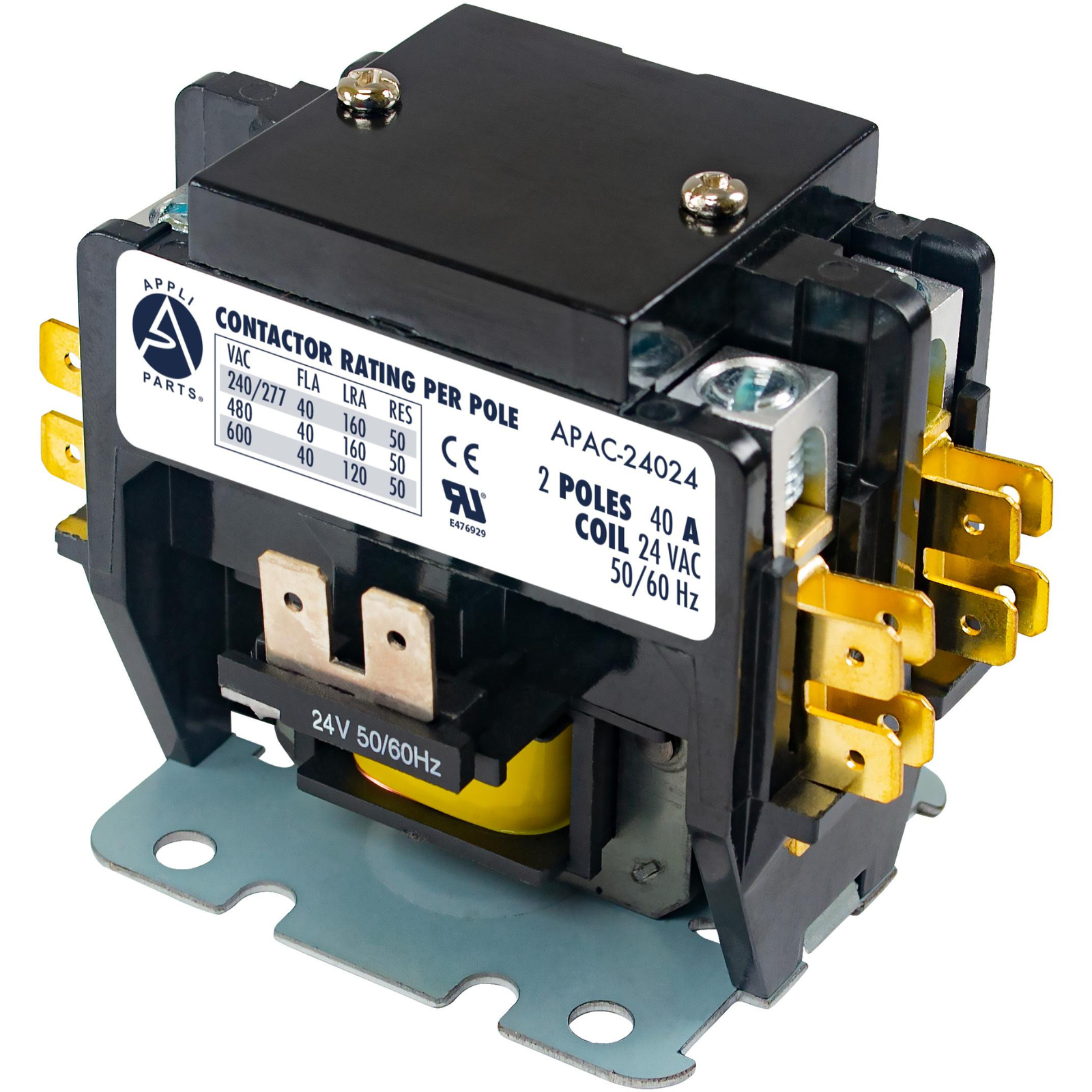 Appli Parts APAC-24024 Heavy Duty 2 Poles Contactor 40 Amp 24 Volts Coil Replace