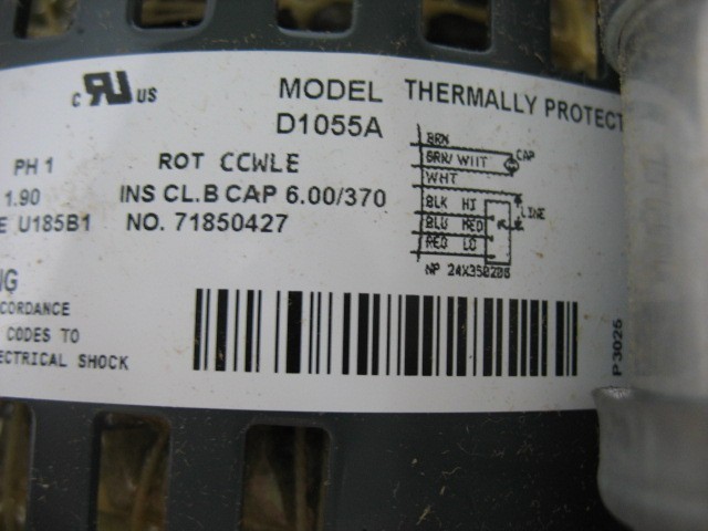 FASCO D1055A CONDENSER FAN MOTOR, 115 TO 127V AC, 1-PHASE, 1/12 HP, 833KW0, -NEW