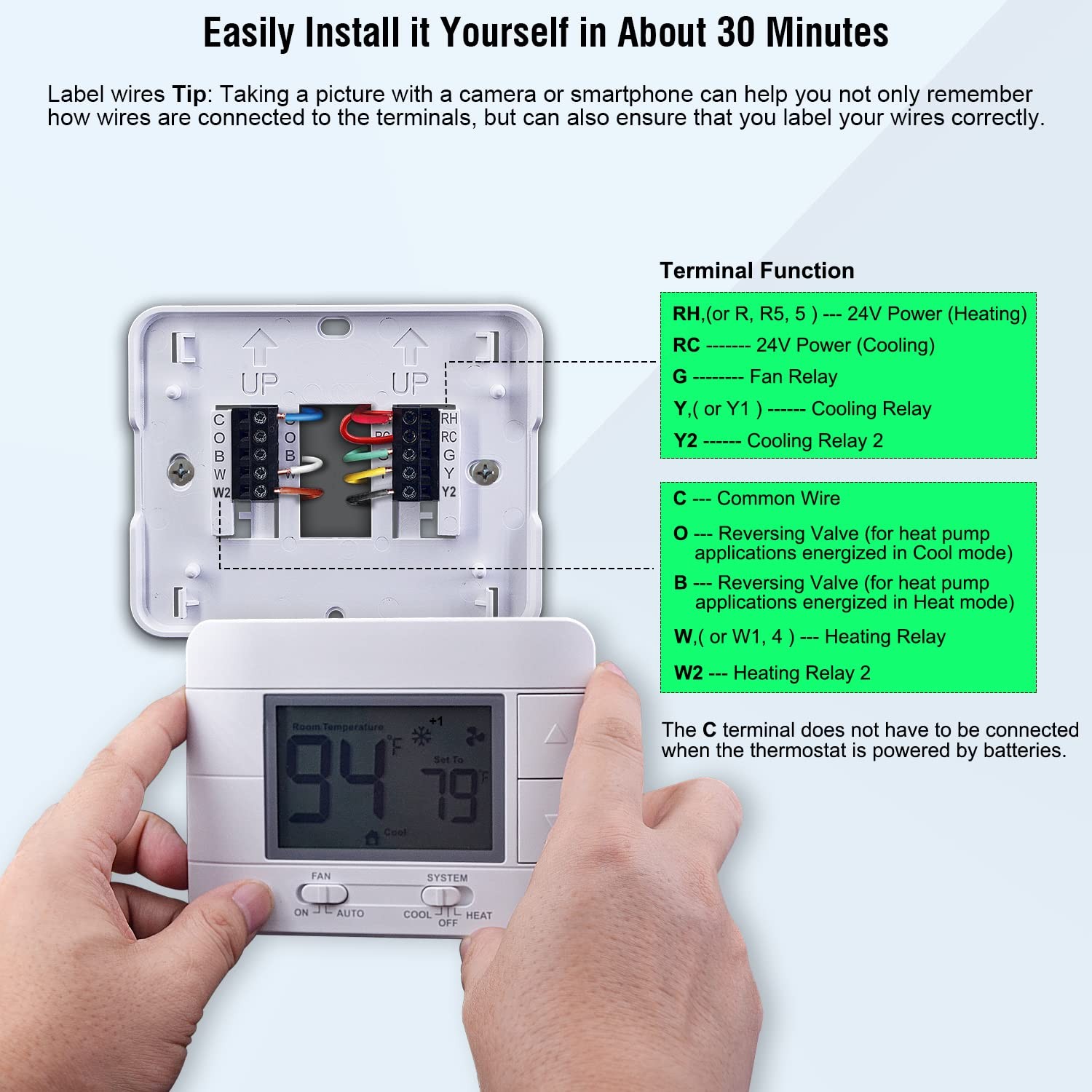 Upgraded Multi-Stage Non-Programmable Thermostats for Home 2 Heat/2 Green