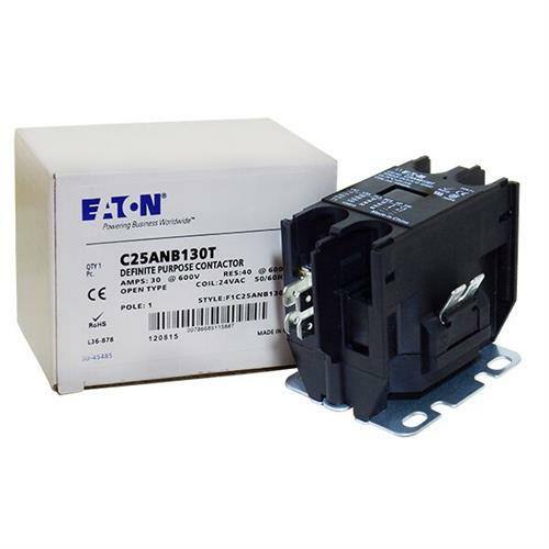 EATON DEFINITE PURPOSE CONTACTOR C25ANB130T – 30A Single-Pole 24V Coil