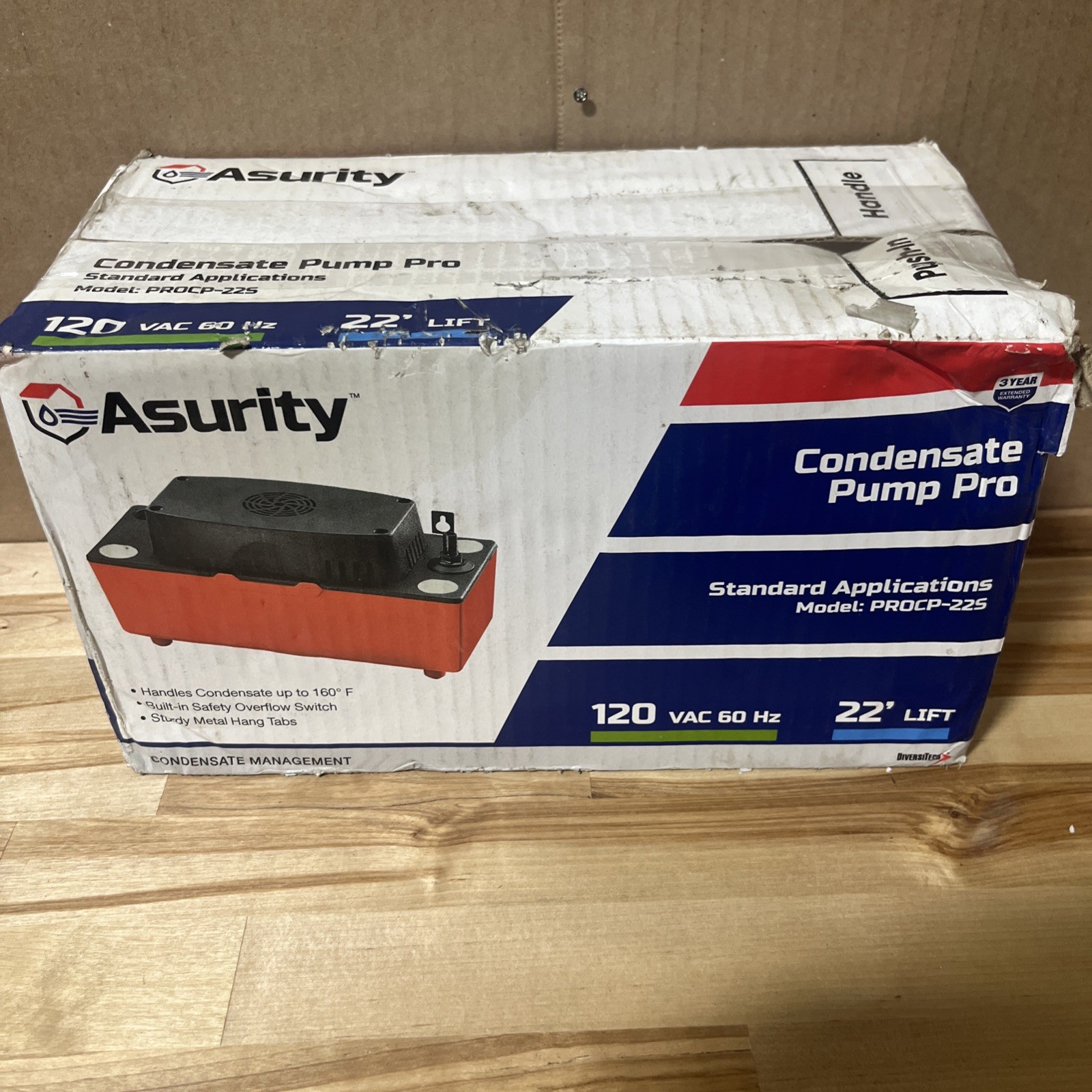 Asurity PROCP-22S Pro Condensate Pump 120V 60Hz 22’ Lift – New Open Box