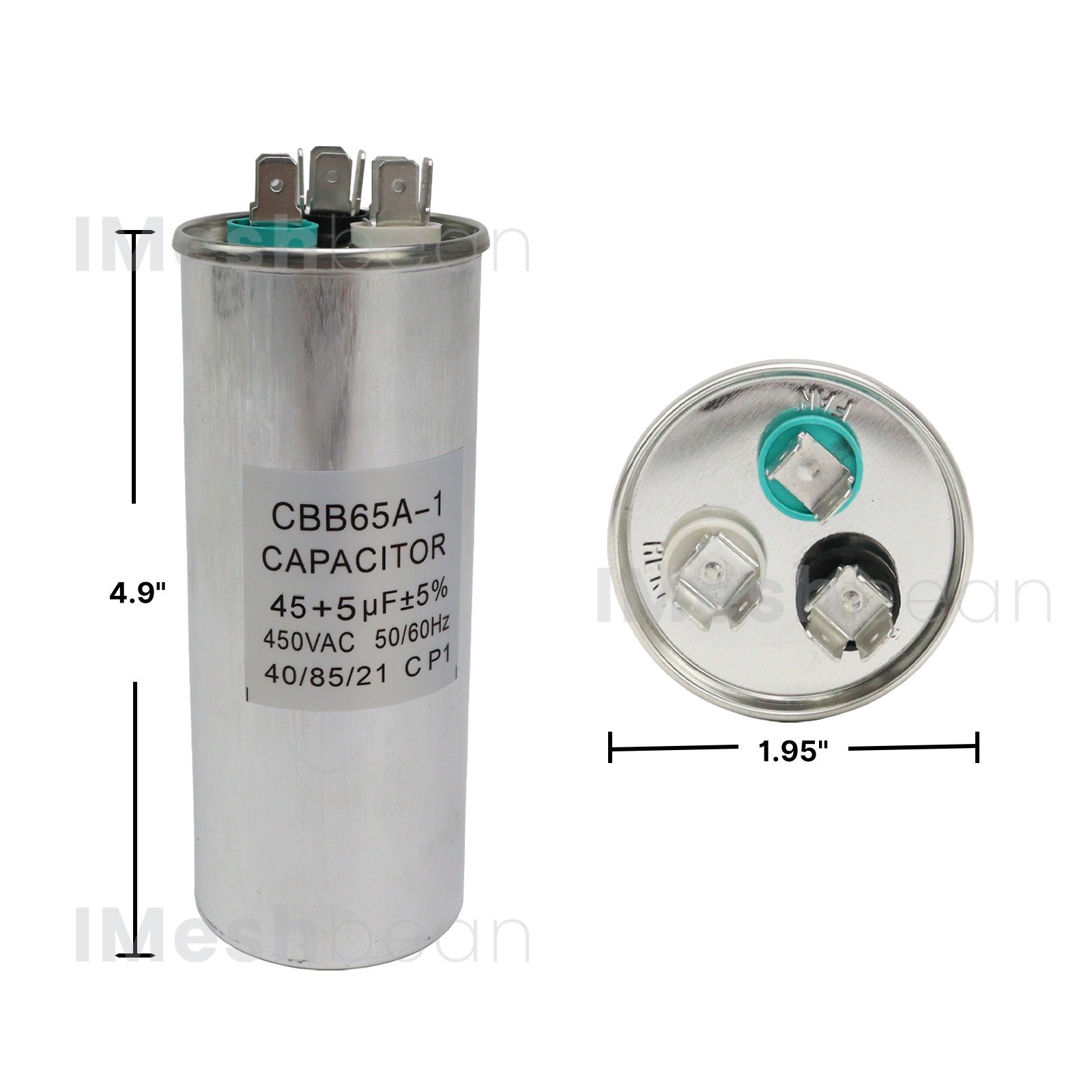 10Pcs Dual Run AC Capacitor 45+5 MFD µF 370-440VAC 50/60Hz 5% HVAC Capacitor