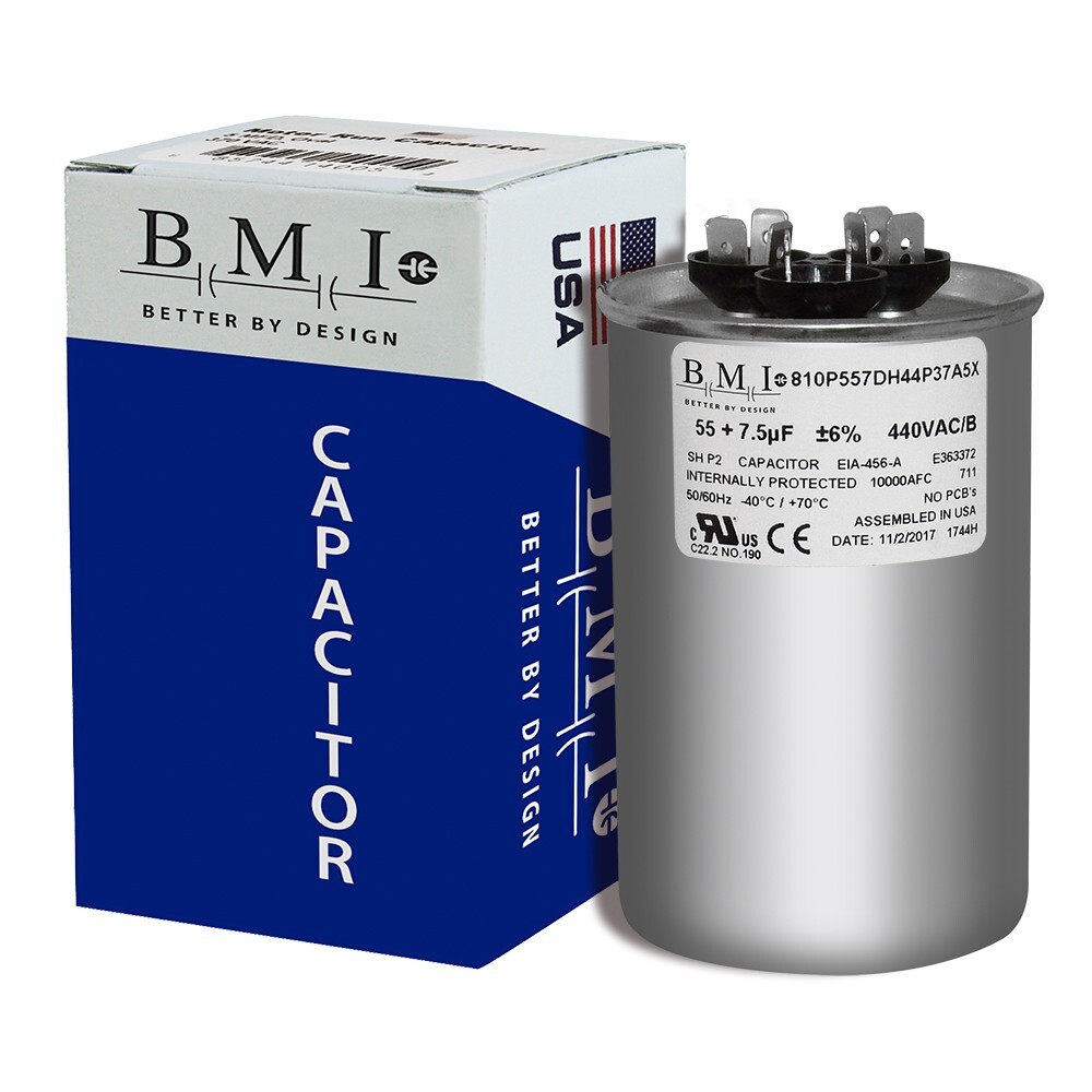 Air Conditioning HVAC Round Dual Motor CBB65D Run Capacitor 55 + 7.5 MFD 440V
