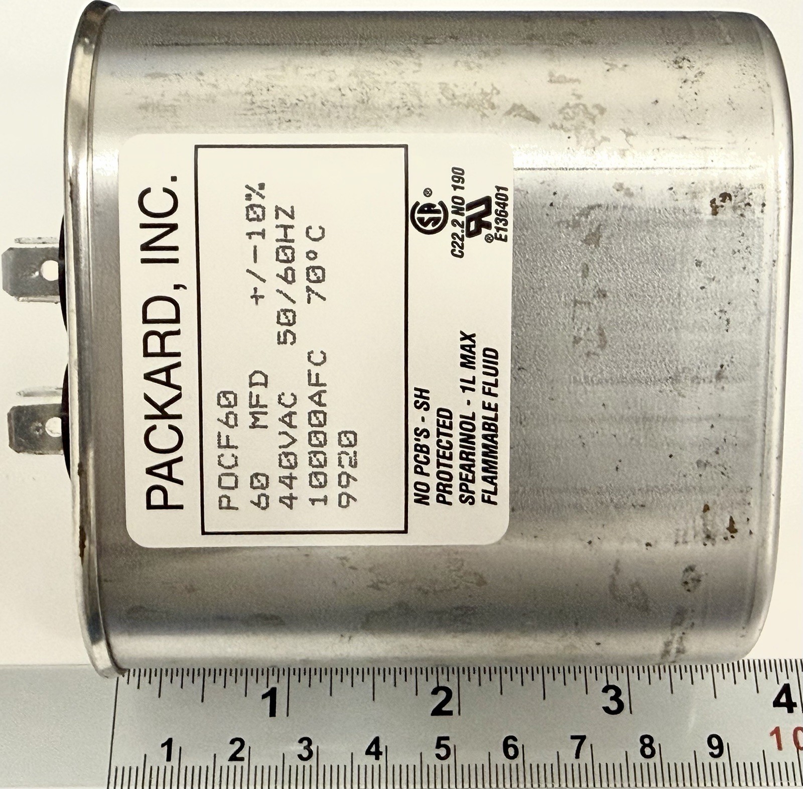 60MFD 440VAC, 60uF 440V, 60mF 440V, POCF60, G22-828, 90x90x50, Run Capacitor