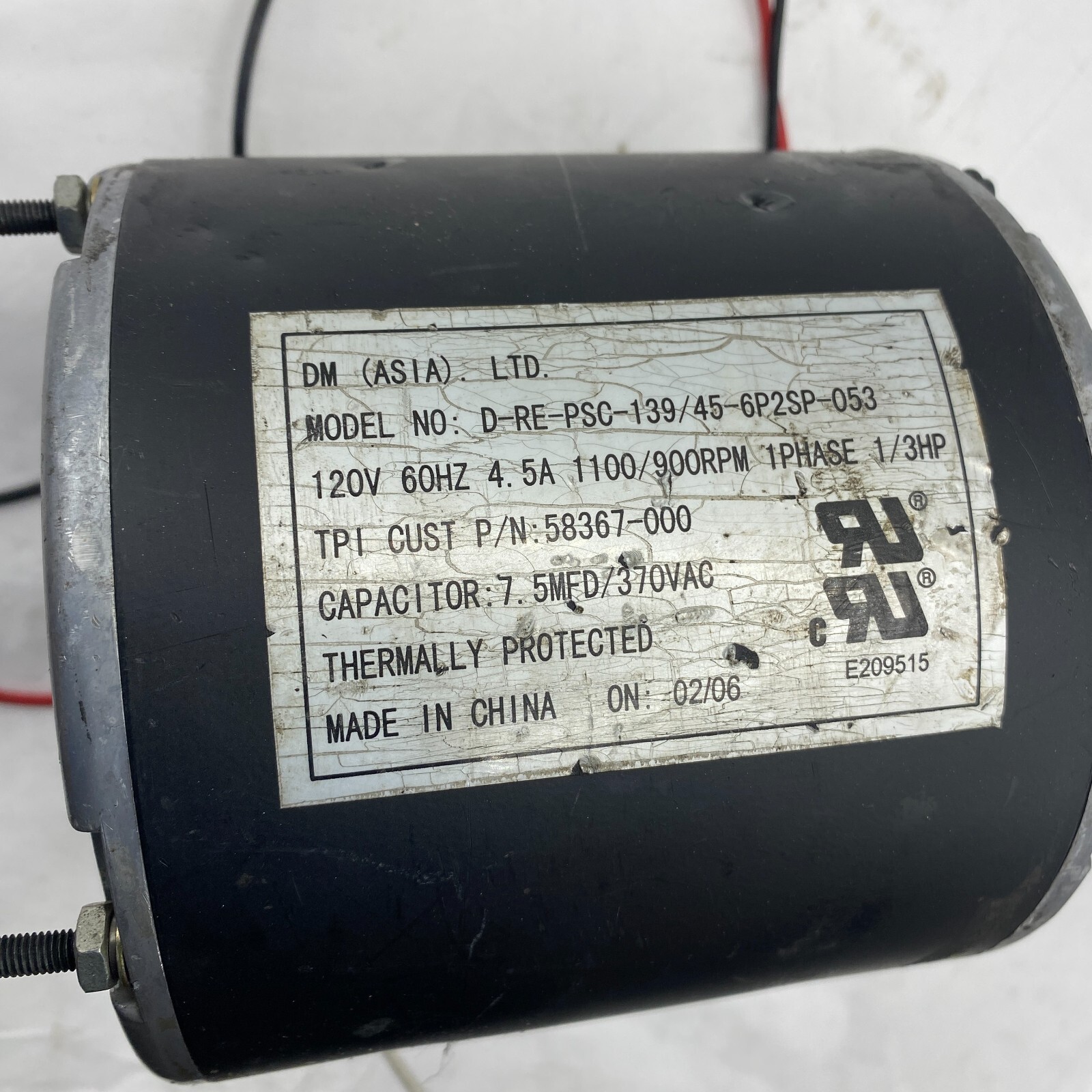 DM (ASIA) D-RE-PSC-139 / 45-6P2SP-053 SPEED MOTOR 1/3HP 1 PHASE 1100/900 RPM 🎯