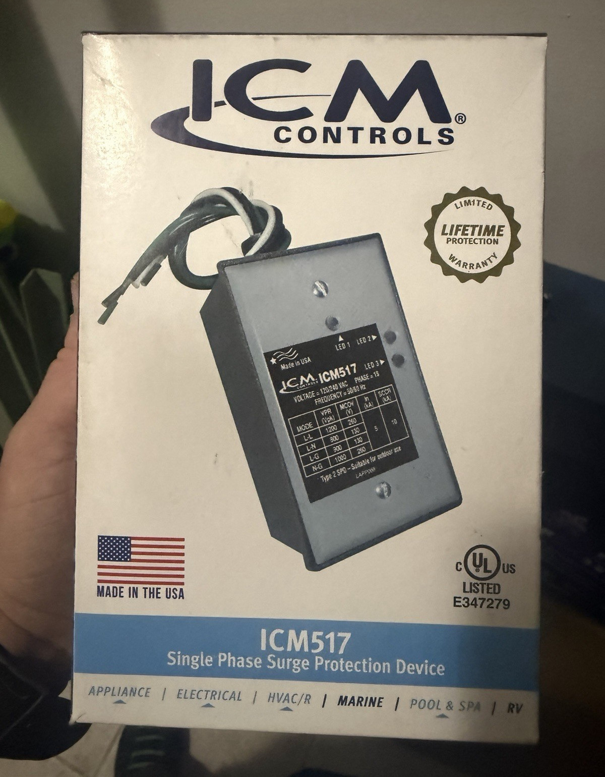 ICM Controls ICM517 Single Phase Surge Protection Device SPD 120/240V 50kA