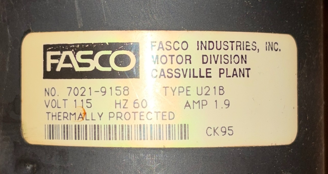 Fasco 7021-9158 Draft Inducer Blower Motor – FOR PARTS / REPAIR