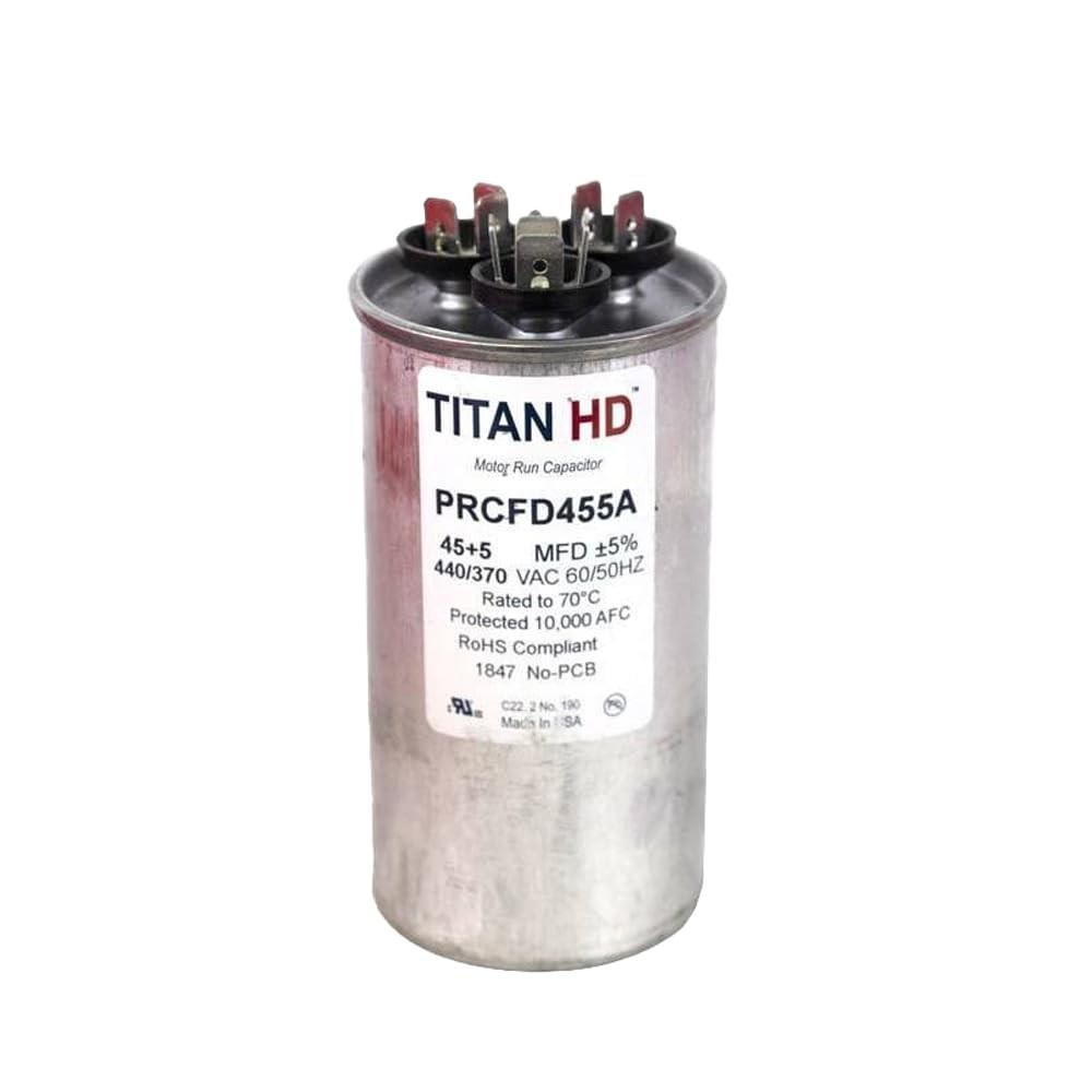 TITAN 45 Plus 5 MFD, 440-Volt/370-Volt Dual Voltage Round Run Capacitor