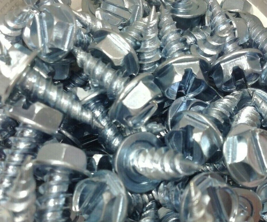 500 Needle Point Zinc Screw Slotted 1/4 Hex Head Washer Head Zip Tip Sheet Metal