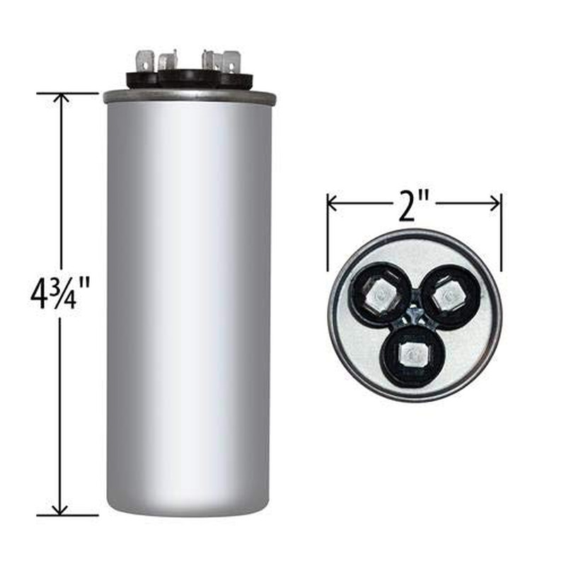 55 5 X 370 440 VAC round Dual Run Capacitor for HVAC Systems