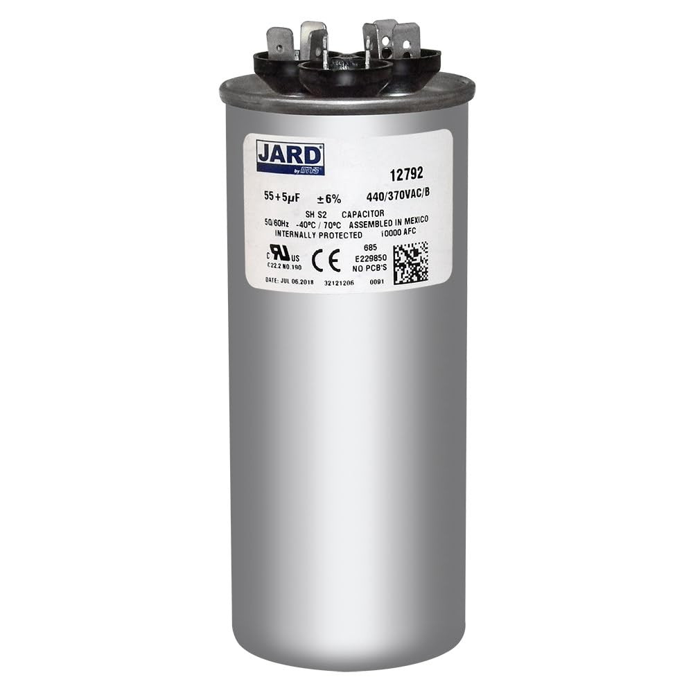 55 5 X 370 440 VAC round Dual Run Capacitor for HVAC Systems