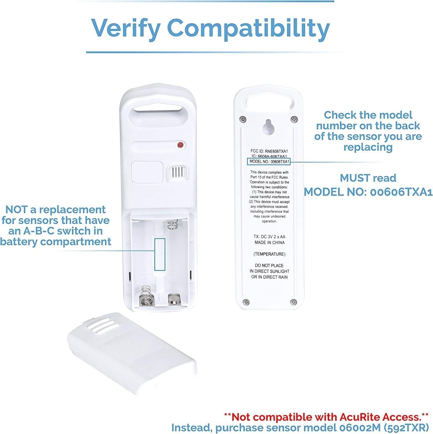 AcuRite Wireless Indoor Outdoor Temperature Sensor (06009RMA1 / 606TXA1)