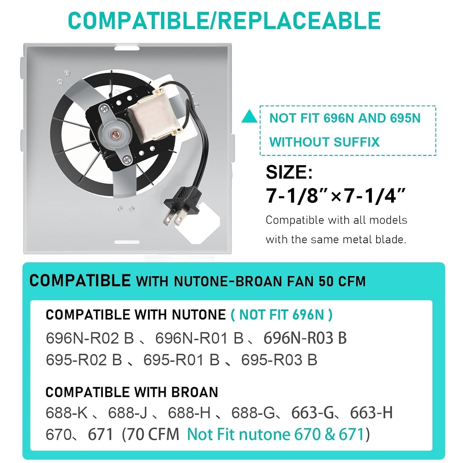 Easy Install 50 CFM Exhaust Fan with Upgraded Copper Motor – Ideal for Home