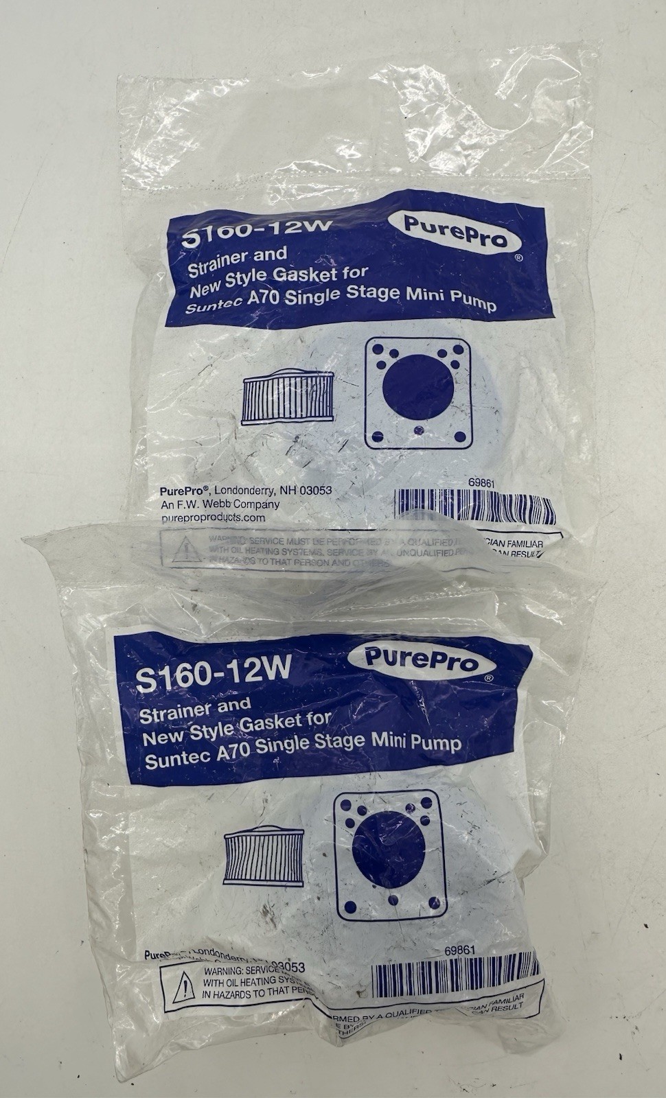 Two (2) pack Strainer Kit with gasket Suntec Beckett Oil Pump PurePro