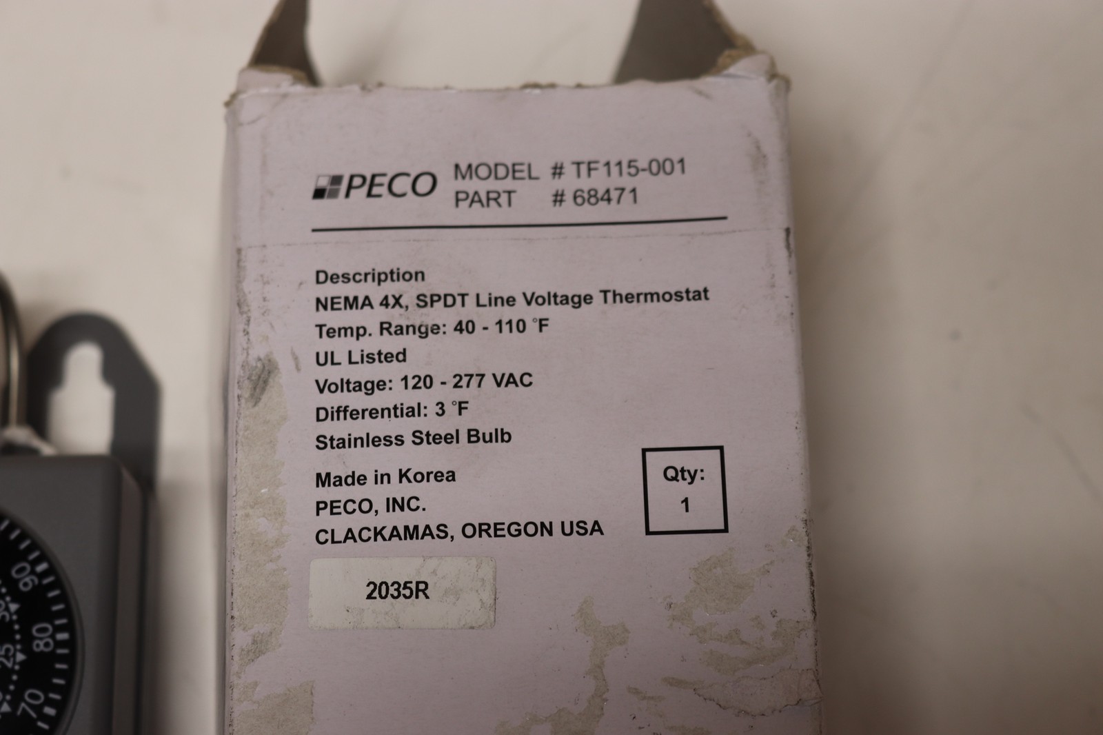 PECO TF115-001 Line Volt Mechanical Thermostat 68471 Indoor/Outdoor