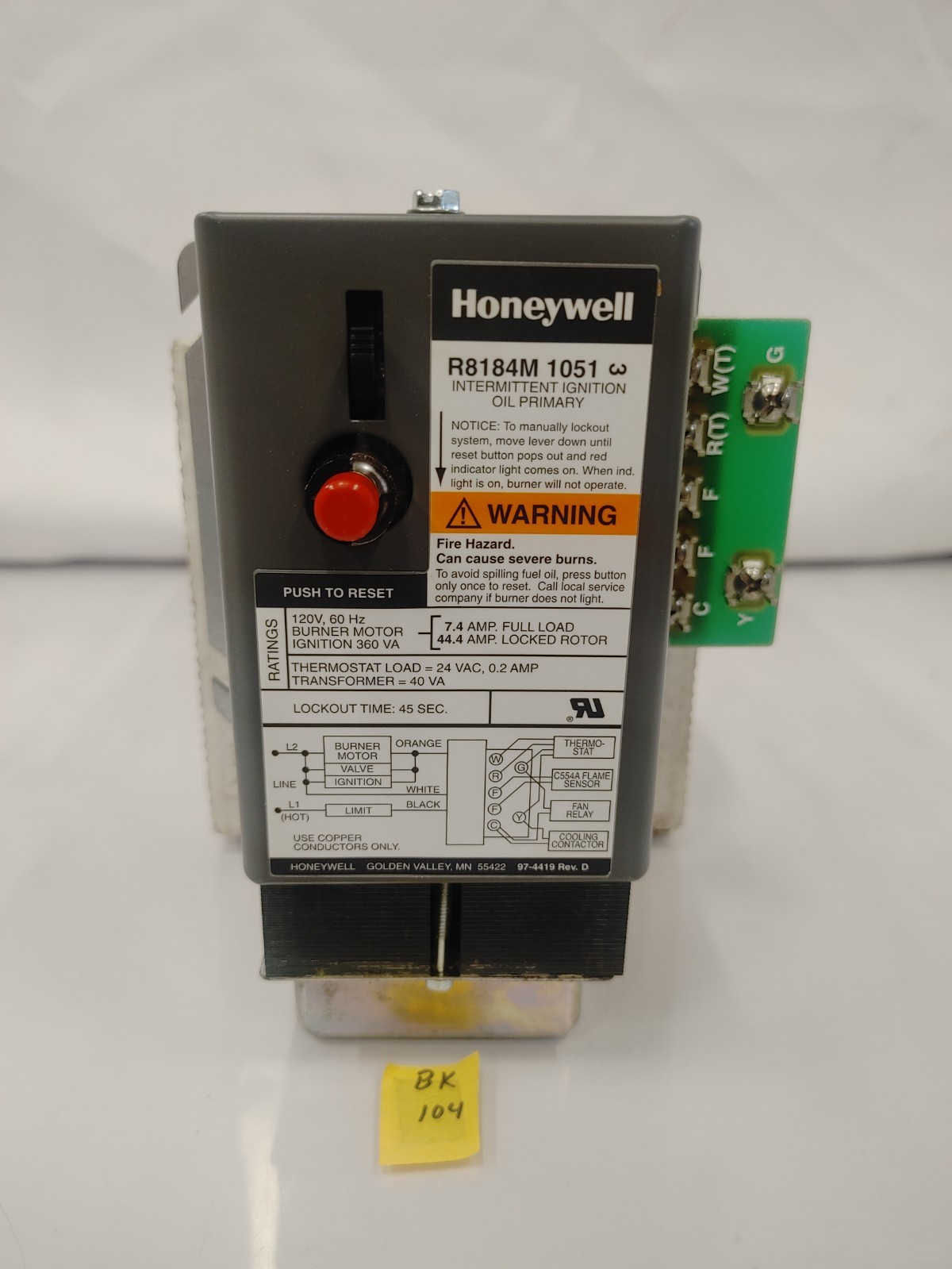 Honeywell R8184M1051 Protectorelay Oil Burner Control