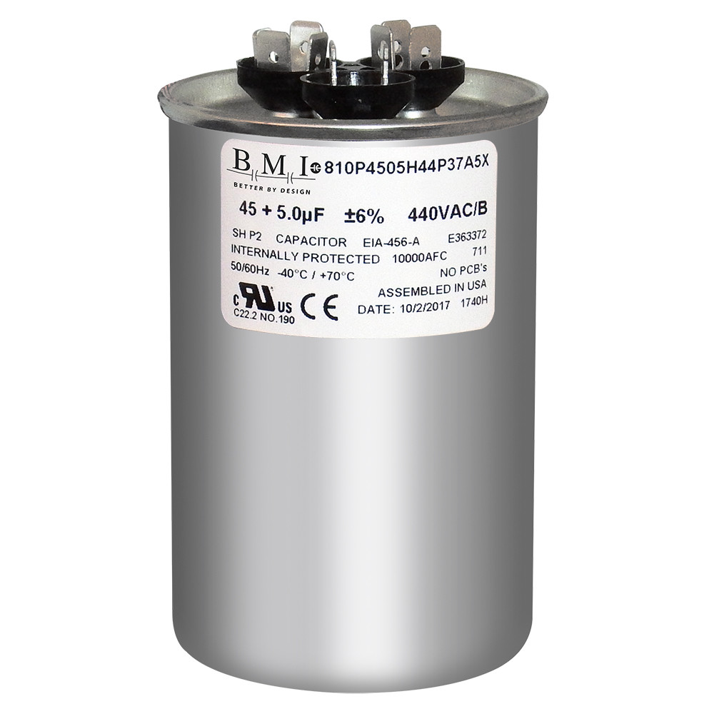USA 45/5 MFD Round Motor Dual Run Capacitor 45+5 uF 370 440 Volt AC VAC HVAC