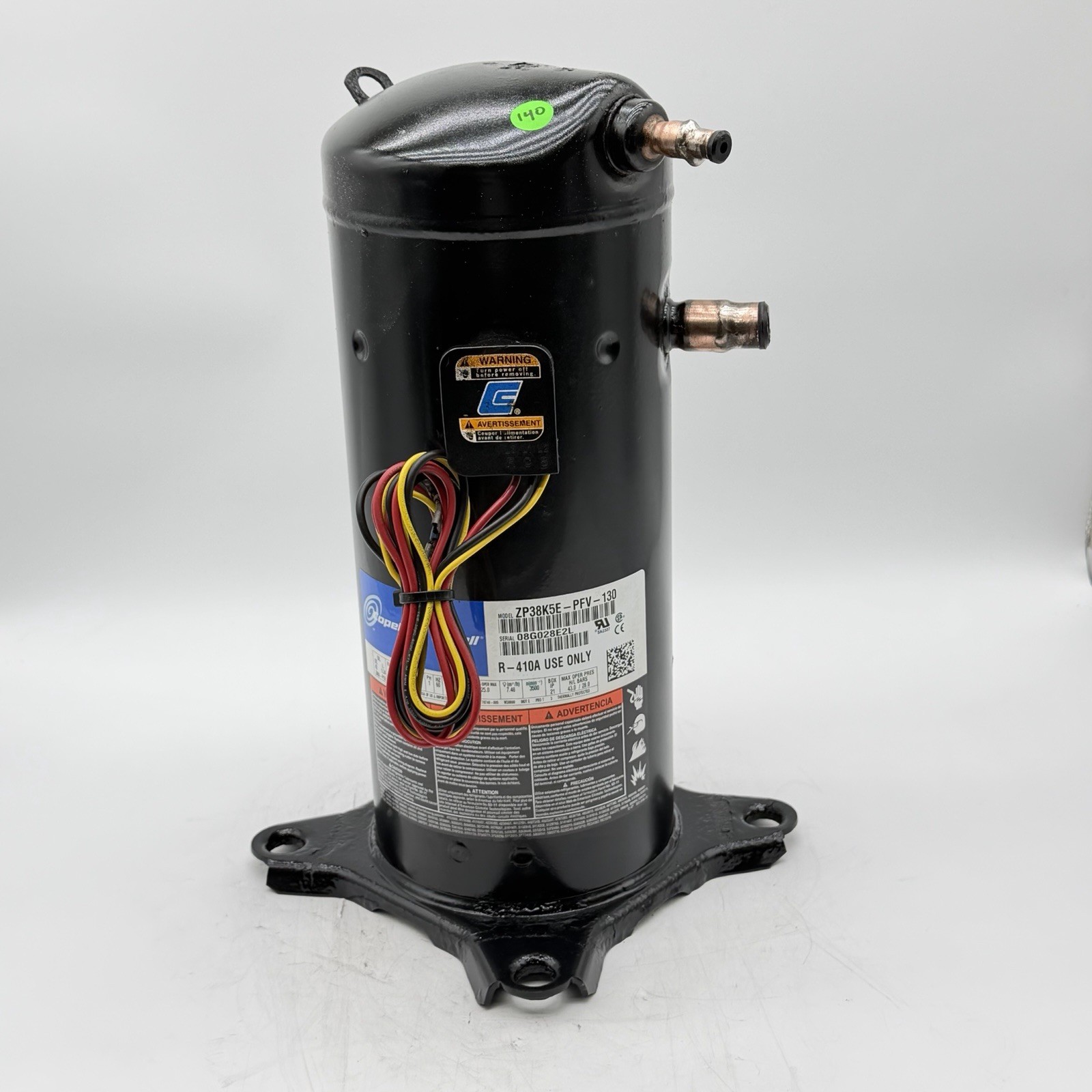 COPELAND Scroll ZP38K5E-PFV-130 37,800 BTU 230V 1PH 60HZ R-410A only! used 🔥