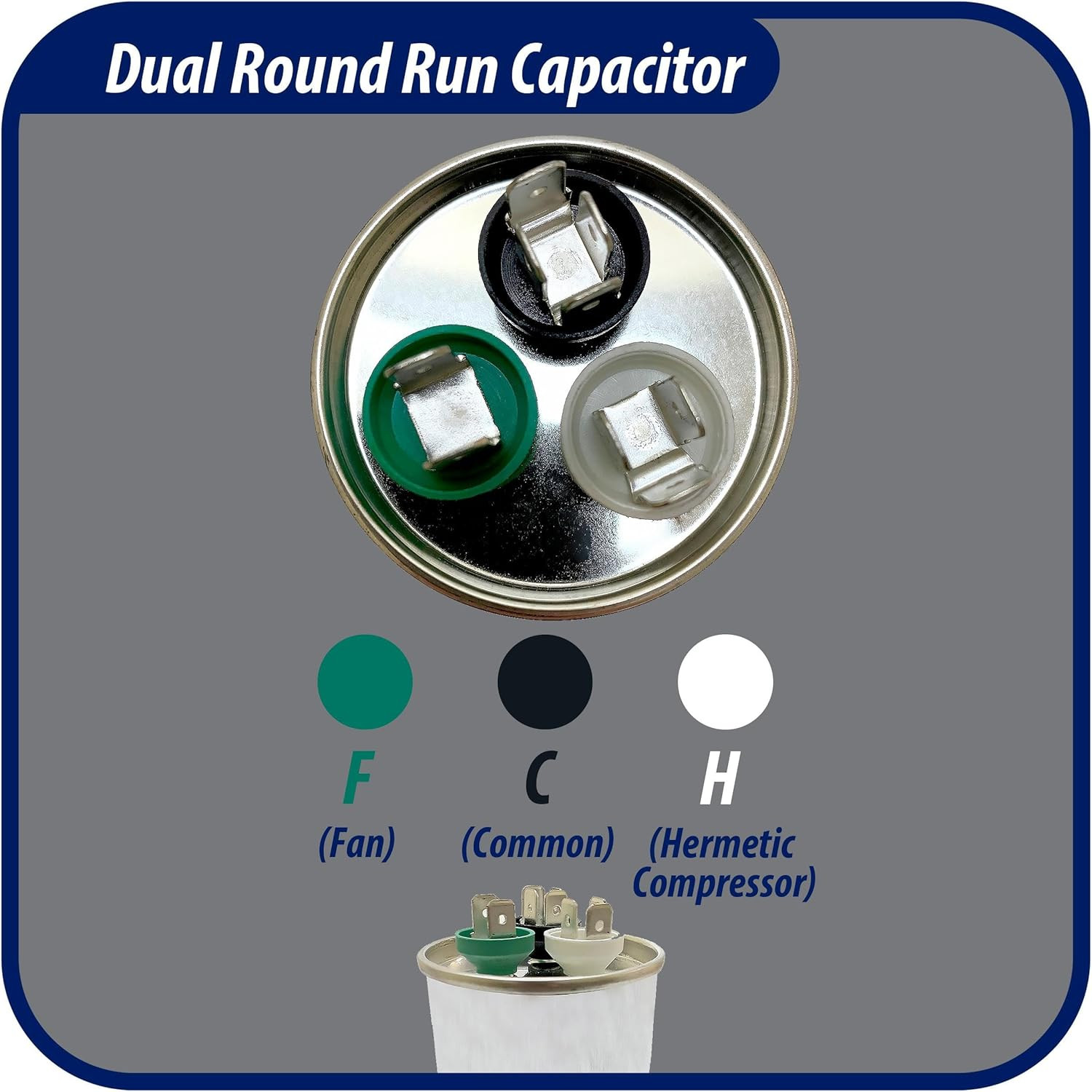 Dual Run Capacitor 40+5 Mfd 370/450 VAC for CON-40/5-450 HVAC