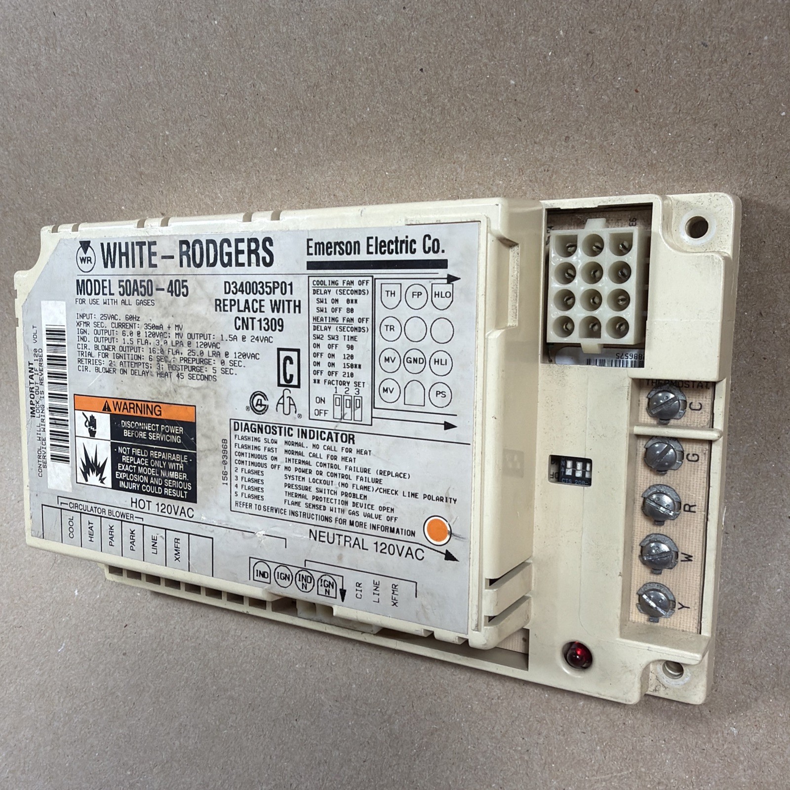 🔥🔥 White Rodgers Control Board Ignition Furnace CNT1309 50A50-405 D340035P01