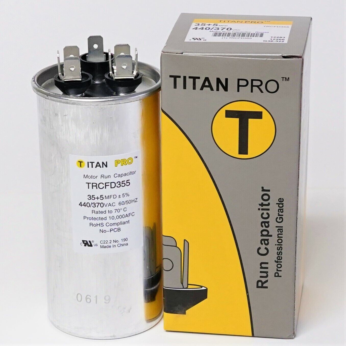 Titan Pro TRCFD355 HVAC Round Dual Run Capacitor. 35/5 440/370 HVAC A/C PACKARD