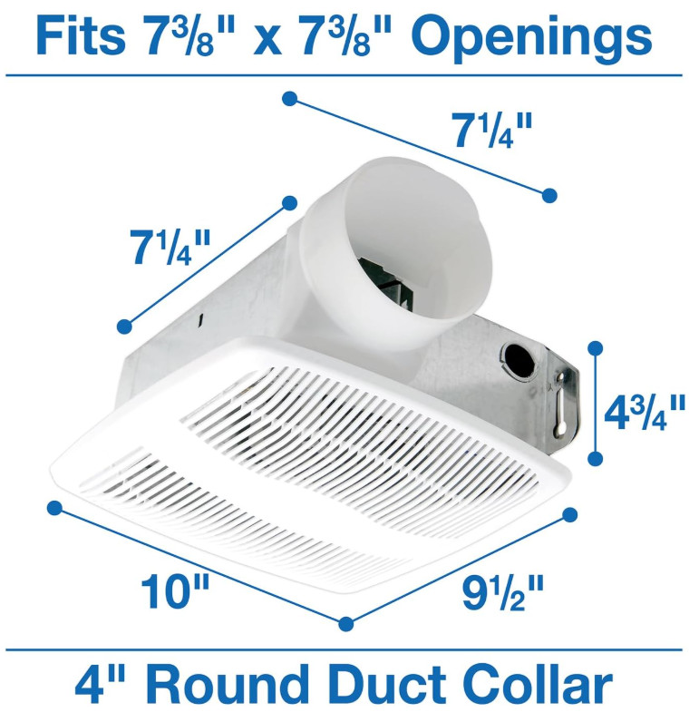 Extractor de Baño 50 CFM con Acabado Blanco y Ventilación Eficiente, Nuevo