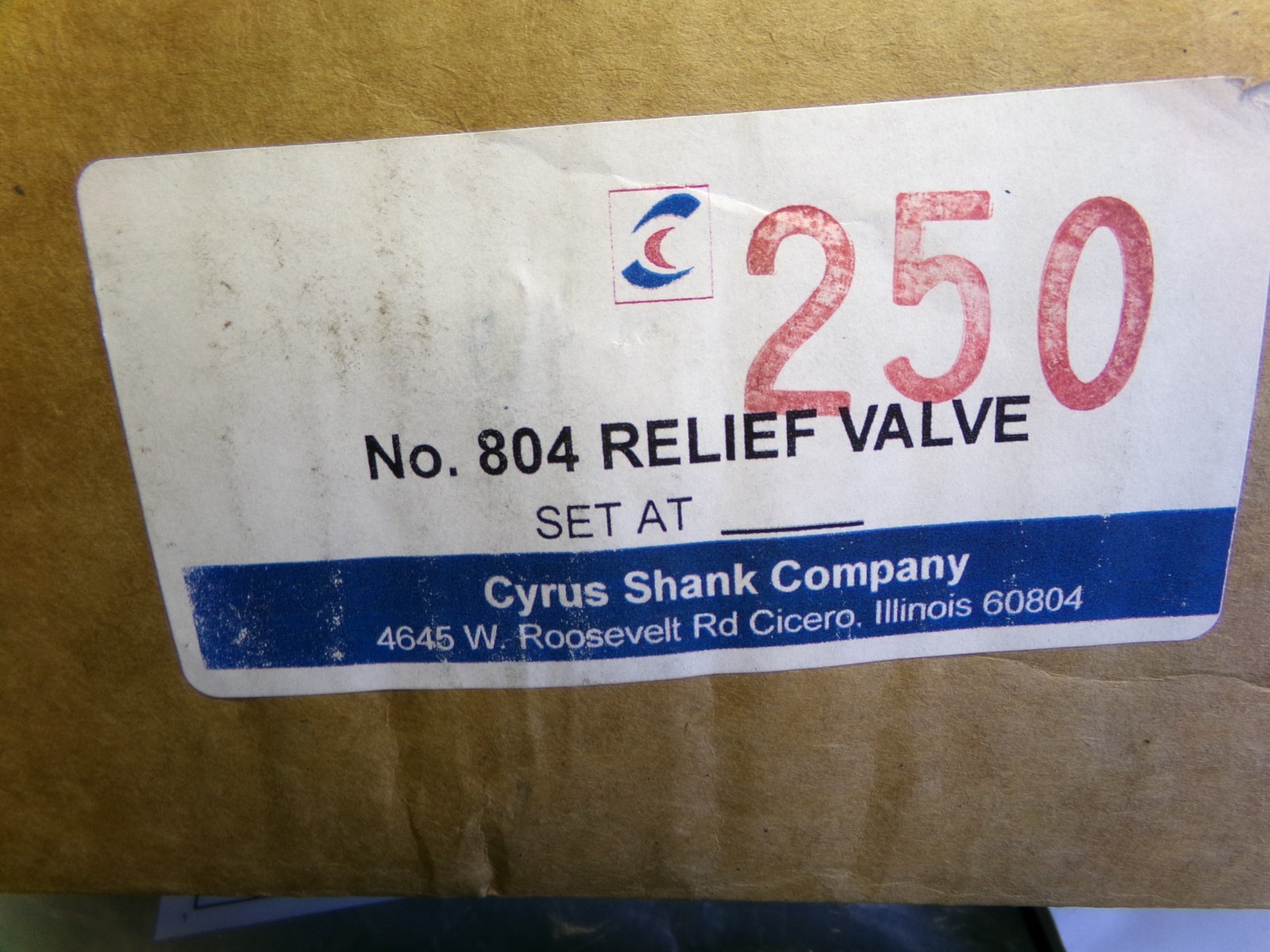Cyrus Shank 814 Refrigerant Relief Valve Set 250 psi 3/4″ Inlet 953.1SCFM