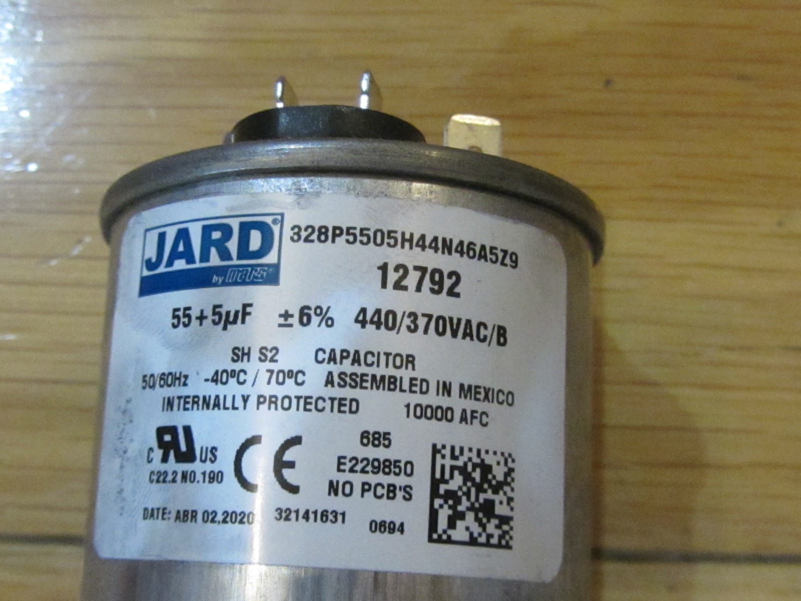 12792 Motor Run Capacitor Jard by MARS, 55 + 5 MFD 440/370 VAC Round-NEW IN BOX!
