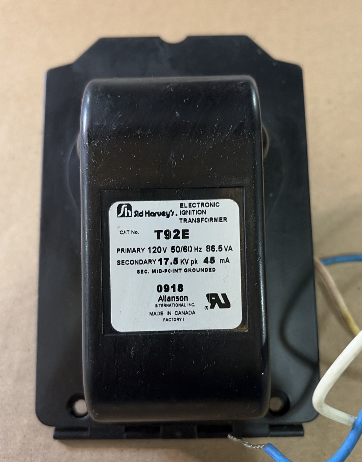 Sid Harvey T-92E Ignition Transformer For Beckett A AF & AFG