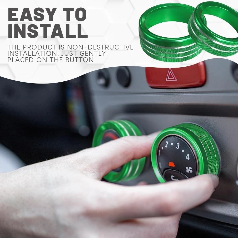 3PCS Air Conditioner Switch Button Knob Cover, Aluminum Alloy A/C Color: Green