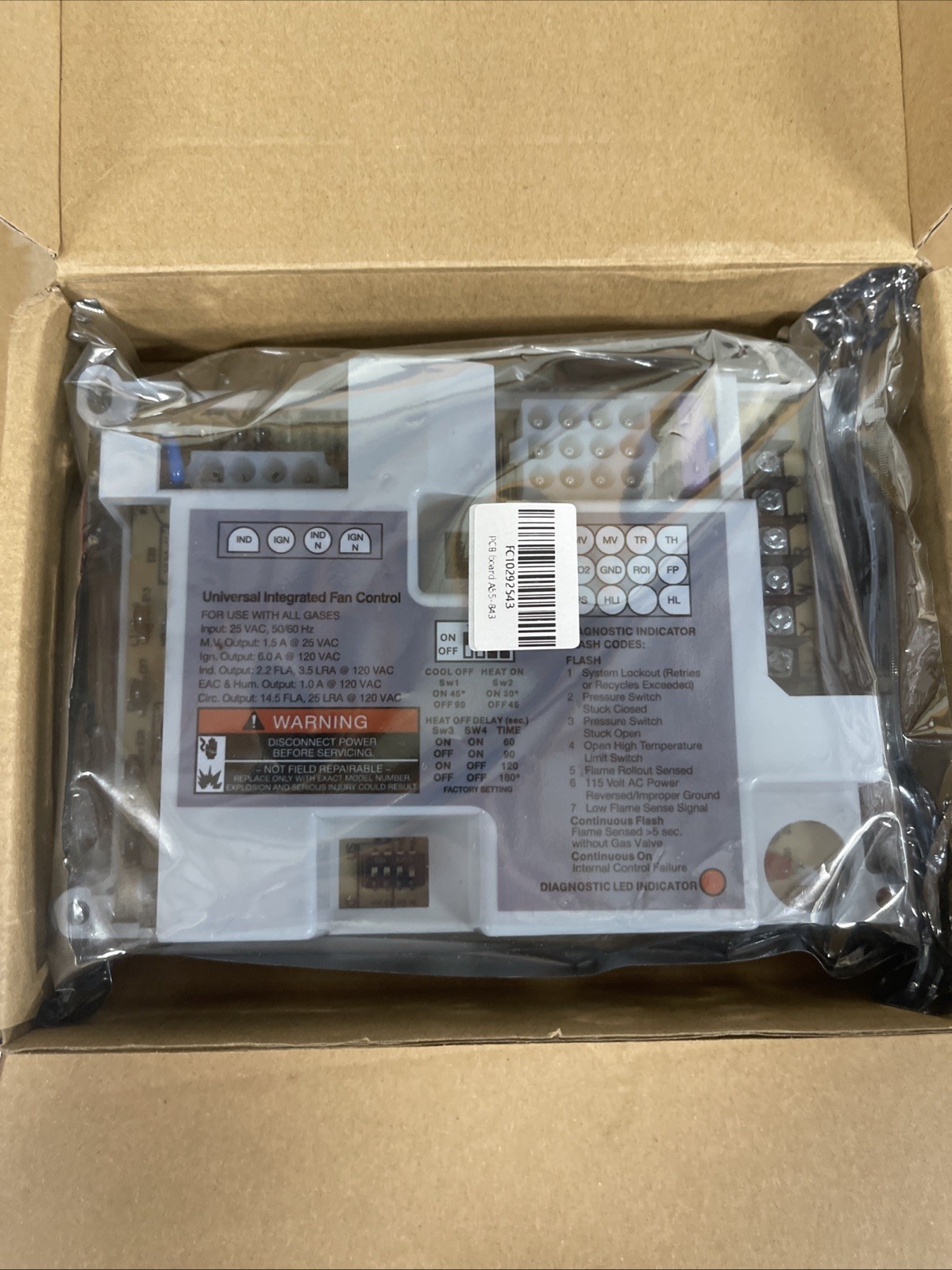 Universal Integrated Furnace Fan Control Board for White-Rodgers 50A55-843 B9