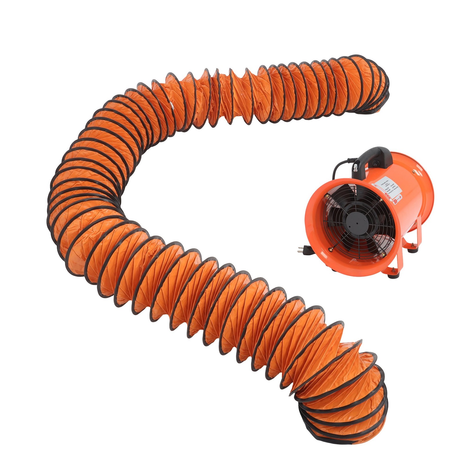 8 Inch Industrial Portable Blower Fan 33 FT Duct Hose 180W 900CFM 3450RPM