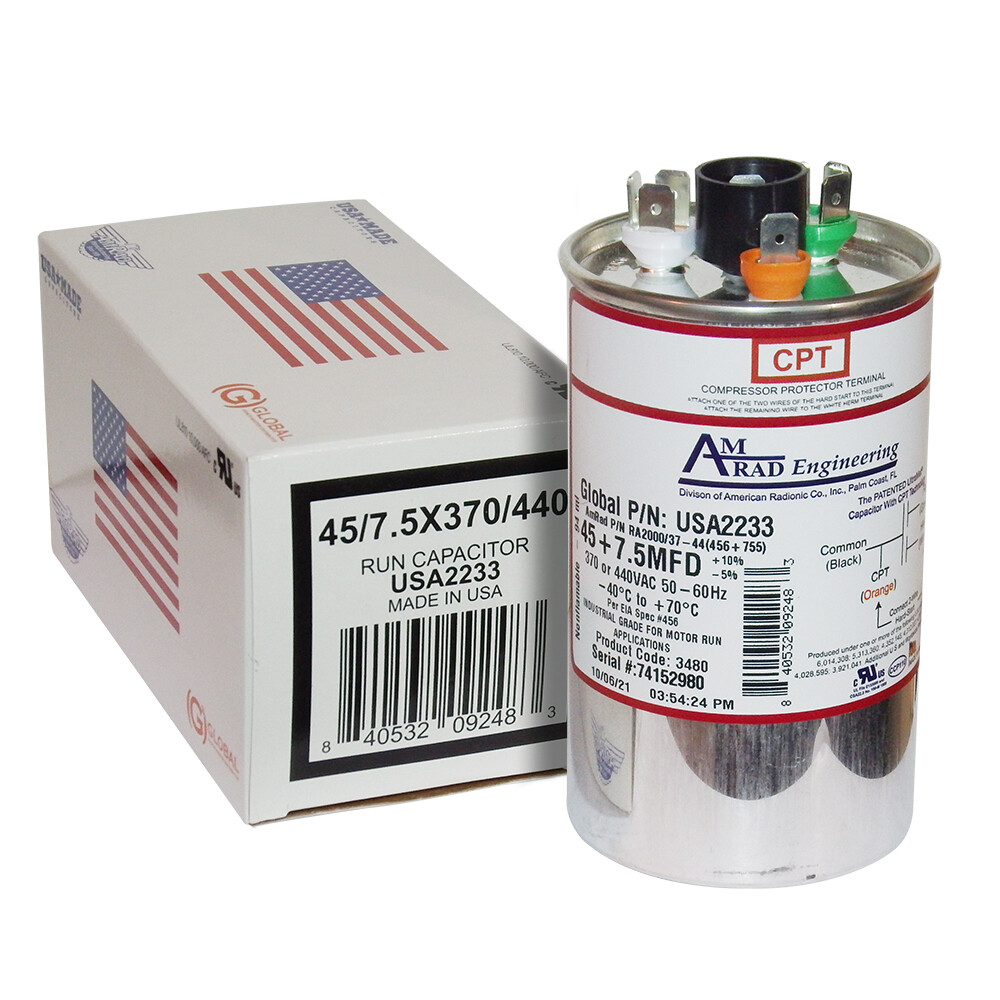 USA2233 45 + 7.5 MFD 370 or 440VAC 50-60 HZ # RA2000/37-44(456+755)