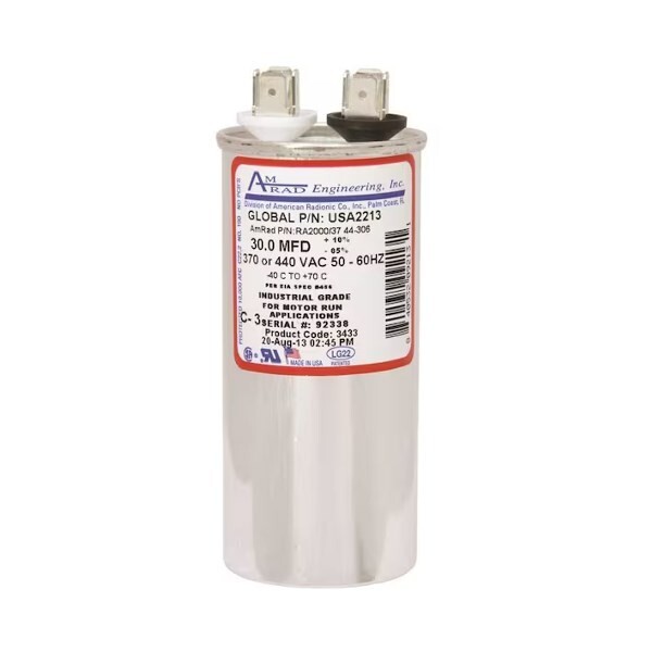Amrad 30.0UF +/-6% 370V or 440V AC/B Run Capacitor Replaces 325P306H37M30N4X