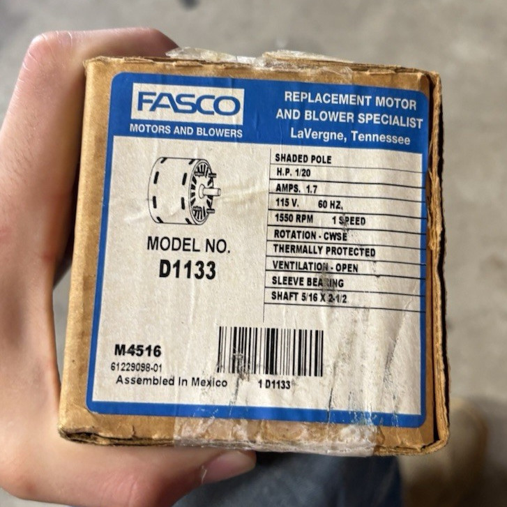 Fasco D1133 115V 1.7A 1550 RPM Shaded Pole Motor