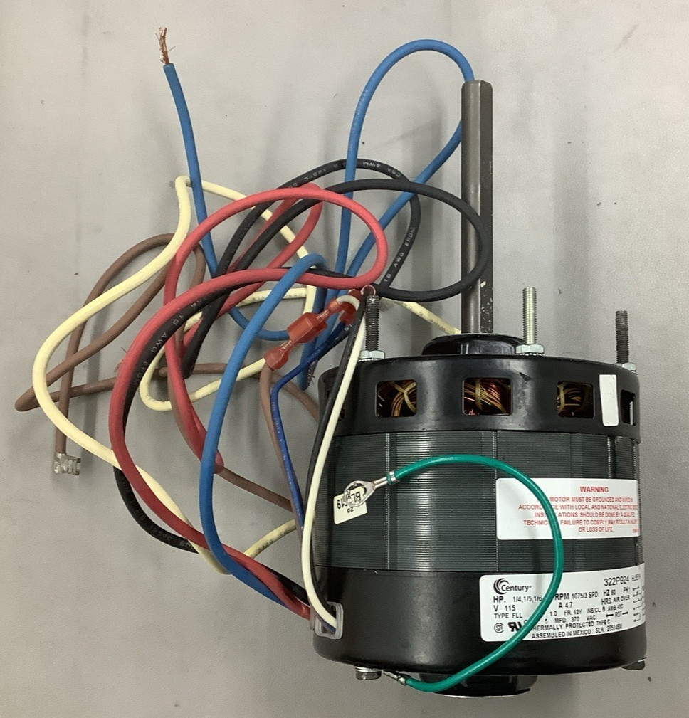 Century BL6519 1/4, 1/5, 1/6HP 1075RPM 3-Speed 115V AC Blower Motor (R106)